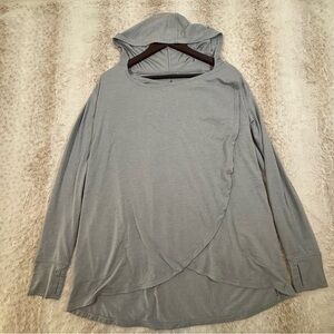Cuddl Duds Soft Knit Wrap Front Hoodie Tunic Top Gray Women’s Small